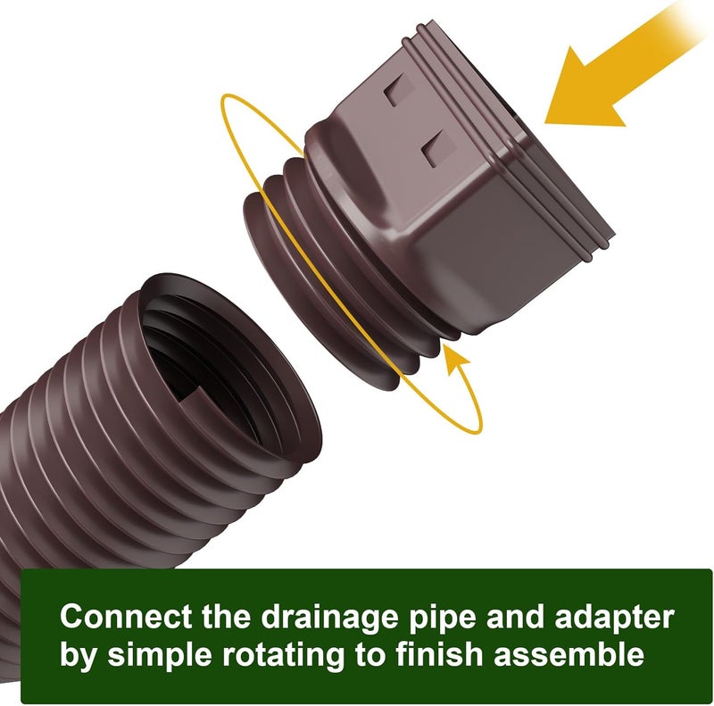 Ogutter Rain Gutter Downspout Extensions, Downspout Extender for Rainwater Drainage Flexible, Down Spout Drain Extension Pipe and Extendable from 21 to 66 Inches (Brown) - Image 3